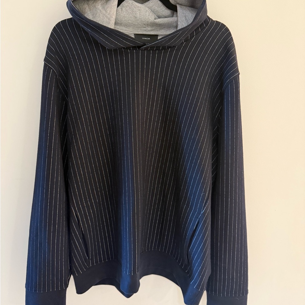 Vince Heather Gray and Navy Striped Pullover